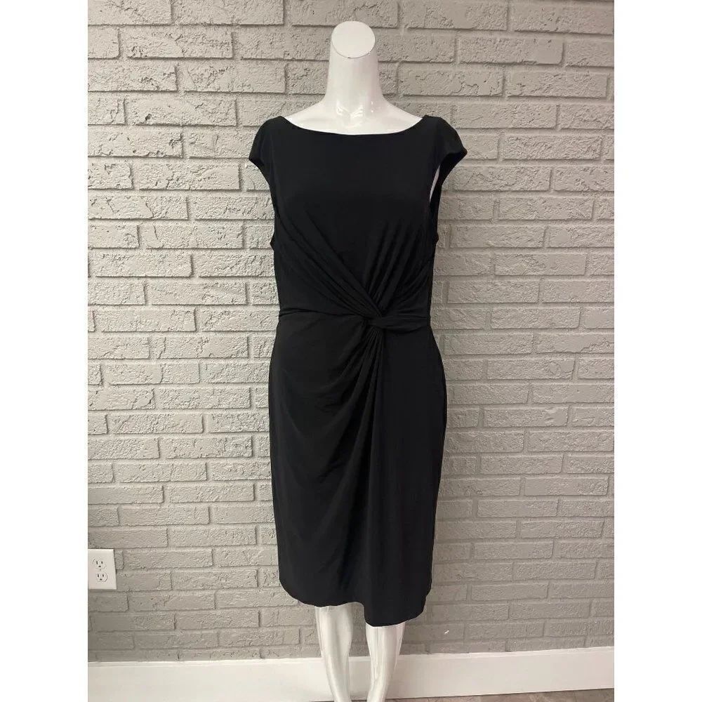 Cato Black Twist Front Sheath Dress Size 12